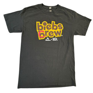 3/$30 Biebs Brew Crew T-Shirt Justin Bieber Tim Hortons Staff Issued Black Sz. M